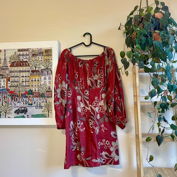 Zimmermann Juno Off-The-Shoulder Floral Print Linen Mini Dress size 0 - Picture 9 of 12